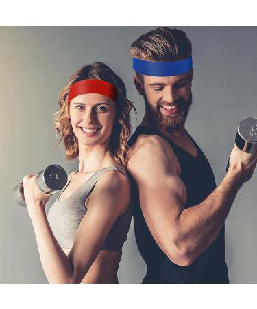 Wide Headbands 6Pcs Set for Women and Men - Stretchy Elastic Hair Bands for Gym, Yoga, Running - Soft Sweat Absorbing Headbands - Buy Online on GoSupps.com