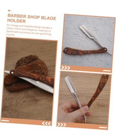 Frcolor Stainless Steel Razor Holder - Durable Folding Blade & Hairdressing Tool for Men | Scratch-Resistant Wood Design - Buy Online on GoSupps.com