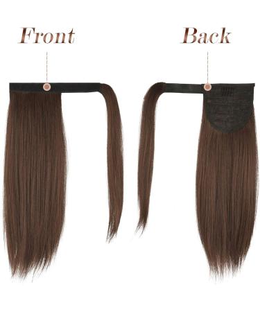 FESHFEN Straight Ponytail Extension 14 Natural Long Synthetic Hair Wrap Around Clip in Ponytail Hairpiece Medium Brown & Light Auburn Mix - Pack of 1 - Buy Online on GoSupps.com