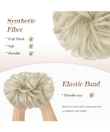 FESHFEN Synthetic Messy Bun Hair Piece in Ash Platinum Blonde - Updo Hair Extension for Women, Girls, Kids - 38g - Buy Online on GoSupps.com