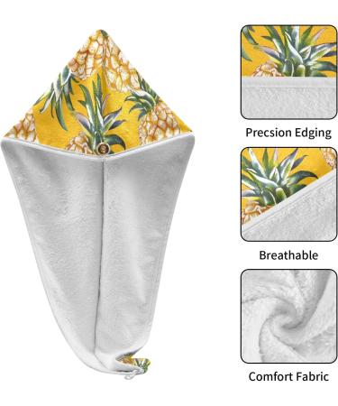 Super Absorbent Pineapple Hair Towels - 2 Pack Quick Dry Hair Turbans for Women & Girls | Perfect Hair Wraps with Button Twist - Buy Online on GoSupps.com