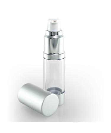 Luxe Airless Bottle 15 ML Matte Silver w/Clear Bottle Luxe Clear Bottle with Matte Silver