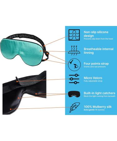 Silk Sleep Mask for Women and Men - Adjustable Non-Slip Strap - Comfortable Cooling Eye Mask - Light Blocking - Turquoise - Buy Online on GoSupps.com
