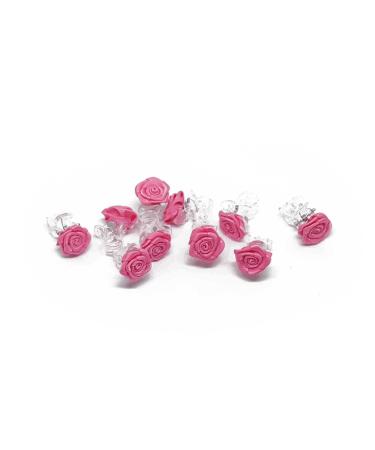 5 x hair clips roses - bridal hair accessories - rose hair clip - pink 5 pieces (1 pack) pink