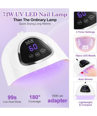 LKE Gel Nail Polish Kit with 72W UV Lamp - Barbie Pink Gel Polish Set with Top & Base Coat - Manicure DIY Gifts for Women - Buy Online on GoSupps.com