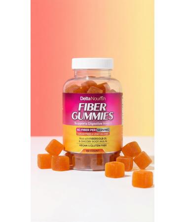 Delta nourish Fiber Gummies for Digestive Health and Regularity Support - 4g Fiber Per Serving with Fibersol-2L Low Calorie Supplement - Non GMO Gluten and Sugar Free Gummies - 60 Count Pack of 3 - Buy Online on GoSupps.com