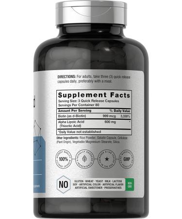 Alpha Lipoic Acid 600mg - 240 Capsules with Biotin | Non-GMO, Gluten-Free | Horbaach - Buy Online on GoSupps.com