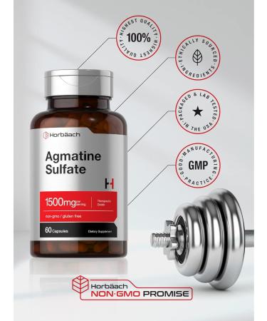 Horb ach Agmatine Sulfate Capsules 1500mg | 60 Pills | Pharmaceutical Grade | Non-GMO Gluten Free Supplement - Buy Online on GoSupps.com