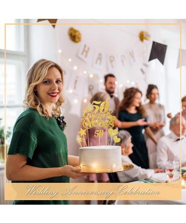 21 Pcs 50th Wedding Anniversary Golden Years Cake Topper 50th Birthday Wedding Anniversary Party Decoration Gold Glitter Color for 50th Couple Anniversary Party Supplies (50 Golden Years) - Buy Online on GoSupps.com