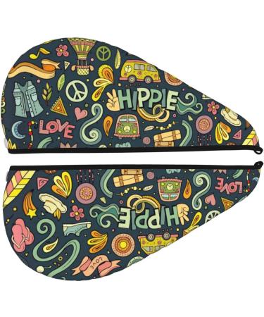 Colorful Hippie Microfiber Hair Towel - Super Absorbent Quick Dry Wrap for Long Curly & Thick Hair - Buy Online on GoSupps.com