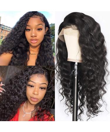 FASHION PLUS Loose Wave Lace Front Wigs Human Hair 180 Density 13x4 HD Loose Deep Wave Full Frontal Wig Pre Plucked with Baby Hair Wet and Wavy Human Hair Wigs for Black Women 18 Inch (Pack of 1) 13x4 HD Loose Wave Lace ...
