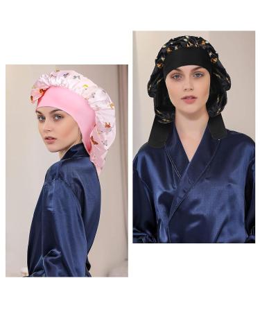 Buy Gugugo Pink Butterfly Silk Sleeping Hood - Adjustable Satin Bonnet for Women | Best Silk Sleep Cap for Comfort & Style - Buy Online on GoSupps.com