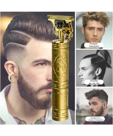 Men Hair Clippers | USB Zero Gapped T Bla-des Hair Cutting Kit |Electric Hair Trimmer Cordless Rechargeable Men Grooming Kit | Gapped Beard Shaver with 4 Limit Combs for Families and Barber Gold - Buy Online on GoSupps.com