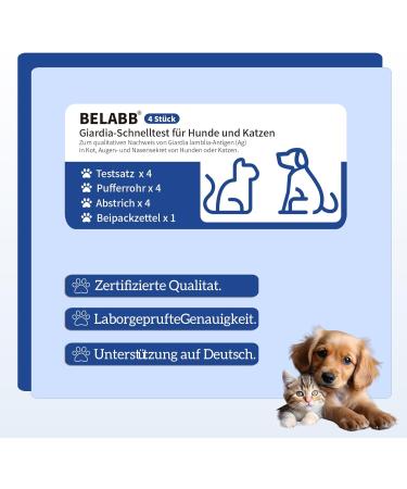 Belabb Giardien Quick Test for Dogs & Cats | Detect Diarrhea Nausea & Intestinal Parasites - Buy Online on GoSupps.com