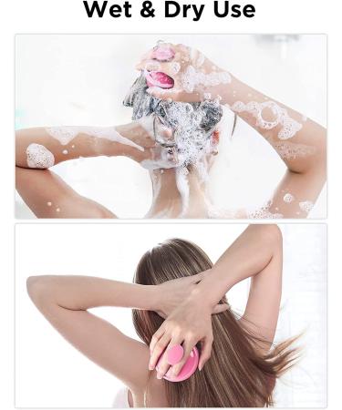 Heeta Scalp Massage Brush for Wet & Dry Hair - Gentle Head Massager & Shampoo Brush with Soft Silicone Head - Pink 01 - Buy Online on GoSupps.com