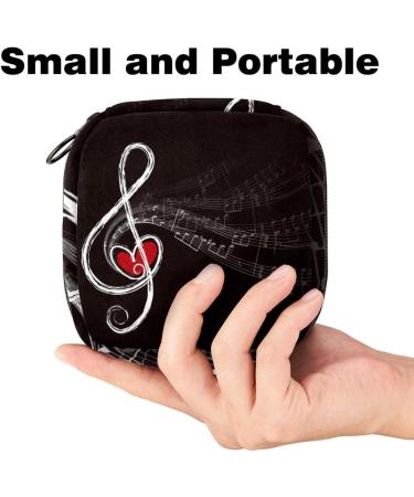 Menstrual Bag with Zipper - Stylish Napkin & Tampon Collection Bag for Women & Girls (Music Note Love Heart) - International Shipping Available - Buy Online on GoSupps.com