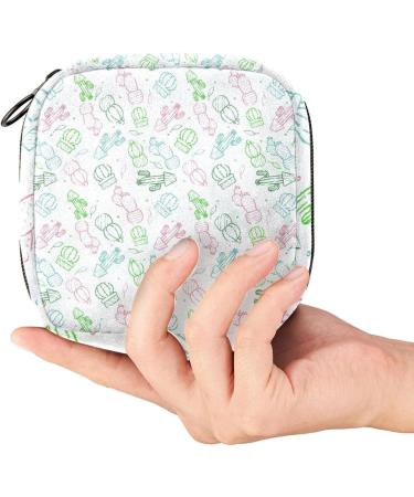 Shop Stylish Menstruation Pad Bag with Zipper - Women's Napkin & Tampon Collection Bag (Small Cactus Pattern) - Color 8 - Buy Online on GoSupps.com