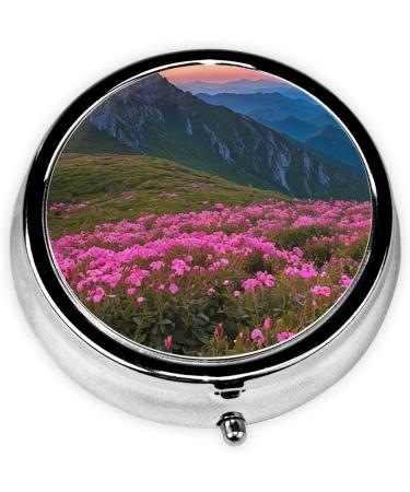 Buy Nature Purple Flowers Scenic Mini Round Pill Box - 3 Compartment Travel Organizer for Home & Office - Buy Online on GoSupps.com