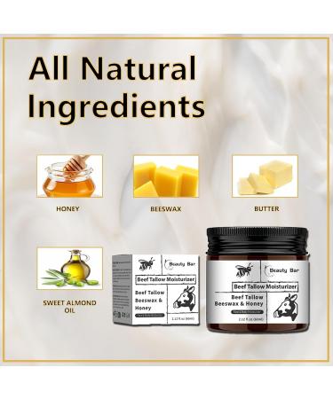 Beauty Bar Beef Tallow and Honey Balm - Moisturizing Face & Body Cream (2 oz) for Nourished Skin - International Shipping Available - Buy Online on GoSupps.com