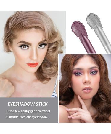 2Pcs Glitter Eyeshadow Stick Set - Long Lasting Waterproof Eye Shadow Pencil in Pearly Grey & Fog Purple - Buy Online on GoSupps.com