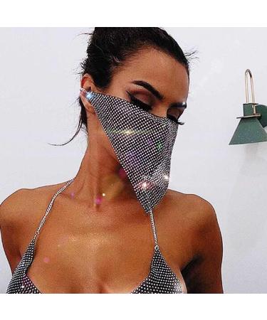 IYOU Shiny Crystal Mesh Mask Black Masquerade Sparkly Rhinestone Face Masks Bling Ball Party Halloween Genie Costume Glitter Decoration Mask Jewelry for Women and Girls - Buy Online on GoSupps.com