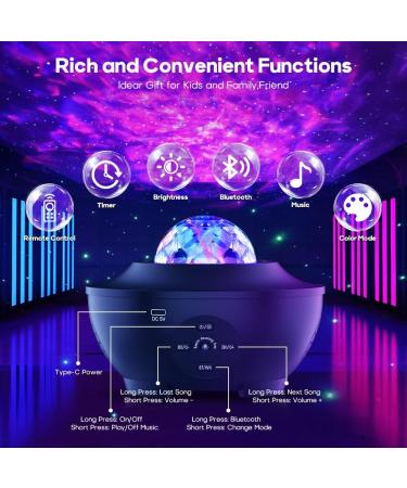 Dienmer Star Projector Galaxy Light - Bluetooth Night Light & Music Speaker for Kids | Best Starry Night Projector Gift for Room Decoration - Buy Online on GoSupps.com