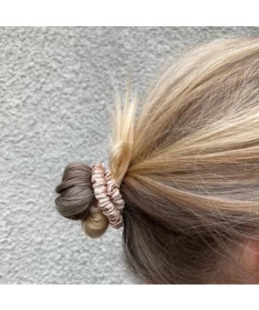 Silk Scrunchie Hair Tie Hairband 100% Mulberry Silk Hair Tie Skinny 22 Momme Bobble (Beige) - Buy Online on GoSupps.com