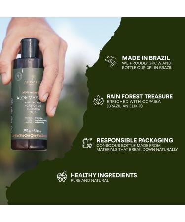 AHOALOE Brazilian Aloe Vera Gel - Multipurpose Moisturizing Natural Gel with Copaiba Castor Oil and Fresh Mint and Natural for Face Skin and Hair - After Sun Care Sunburn Relief 8.4oz 1 - Buy Online on GoSupps.com