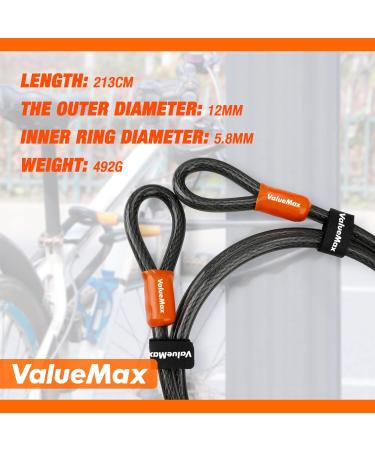 Valuemax 2m Safety Loop Cable - Plastic Coated Steel Cable for Bicycle Motorcycle & eBike | 12mm Thick Black - Secure Your Ride! - Buy Online on GoSupps.com