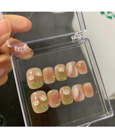 Three Dimensional Tulip Powder Blusher Halo Dye Nail Patch Nail Enhancement Finished Product Self-Adhesive Nail Stick Wear Nail (Size : M Color : A) - Buy Online on GoSupps.com