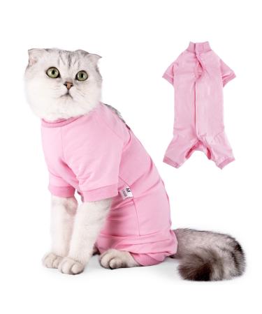 Lianzimau Katzenbody after op cats body for cats operation long-sleeved one-part catwear e-neck band alternative s (1 Pack) pink