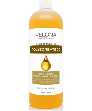 Velona Polysorbate 20 - 32 oz Solubilizer | Food & Cosmetic Grade | All Natural for Cooking, Skin Care, Bath Bombs | Fast Results - Buy Online on GoSupps.com