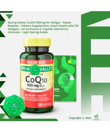 Rapid-Release CoQ10 100 mg - 120 Softgels with Exclusive Vitamins & Minerals Bundle | A to Z Guide & Weekly Pill Organizer - Buy Online on GoSupps.com