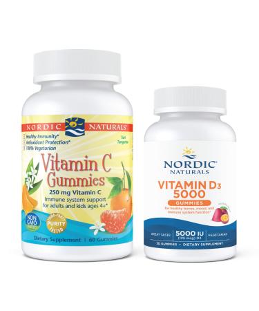 Nordic Naturals Immune Resilience Vitamin Bundle - Vitamin C Gummies 120 Count Vitamin D 5000 Gummies 30 Count