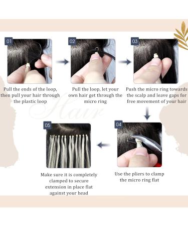 Ugeat Real Hair Microring Extensions - Brown 45cm | Dark Brown Micro Loop Hair | 50g 50 Highlights - Buy Online on GoSupps.com