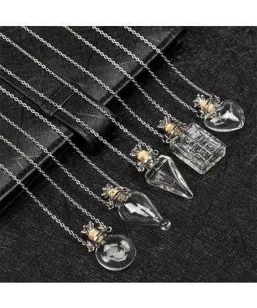 Lodmloer Memorial Sacific Hall Mini Glass Necklace with Crown Stopper - Heart Urn Jewelry for Ashes - 60cm Essential Oil Holder - Buy Online on GoSupps.com