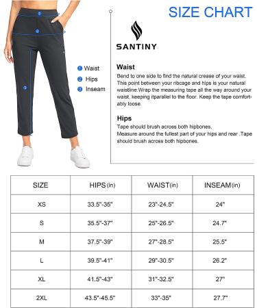 SANTINY Women's Golf Pants - 3 Zipper Pockets, Stretch High Waist, Ankle Length - Black XS - Buy Online on GoSupps.com