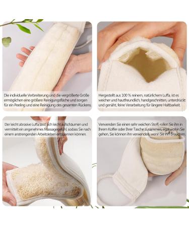 Inmorven 40 Natural Loofah Back Brush & Sponge - Gentle Exfoliating Peeling Scrubber for Men & Women - White Luffa for Thorough Cleaning - Buy Online on GoSupps.com