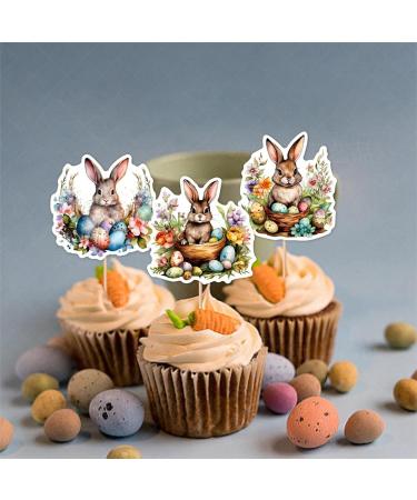 Easter Bunny Cupcake Toppers 8 Pcs Bunnies Cake Topper Reusable Easter Cupcake Toppers Wafer Rice Paper Cake Toppers Easter Party Cake Decorations - Buy Online on GoSupps.com