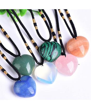 1Pc Natural Gemstone Love Heart Pendant Crystals Reiki Rock for DIY Charm Crystal Jewelry Making Full of Texture (Color : White Crystal) - Buy Online on GoSupps.com