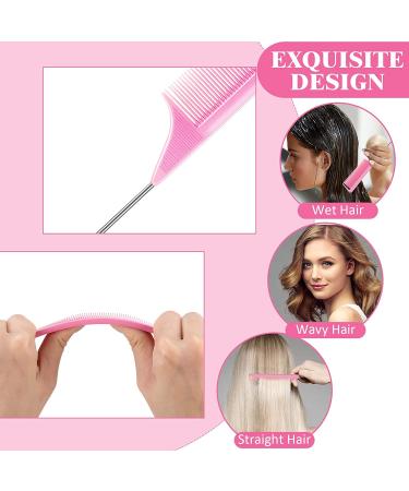 8-Piece Carbon Fiber Hair Comb Set | Fine Teeth Rat Tail Combs for Styling & Cutting | Perfect for Braids | Salon & Home Supplies in Black and Pink - Buy Online on GoSupps.com