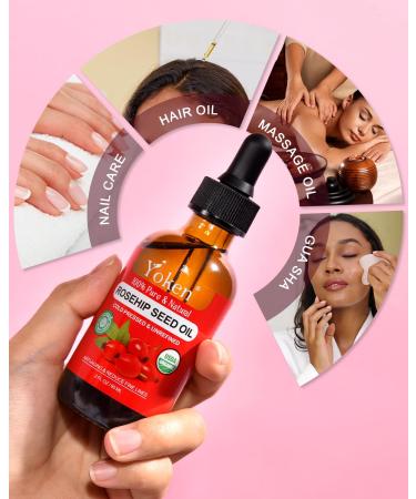 Yoken Organic Rosehip Seed Oil for Face and Glycerin Vegetable Glycerine 32 fl oz - Buy Online on GoSupps.com