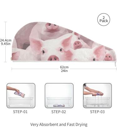Super Absorbent Pinks Hair Towel 2 Pack - Quick Dry Hair Turbans with Button Twisty Wrap for Women & Girls | International Shipping - Buy Online on GoSupps.com