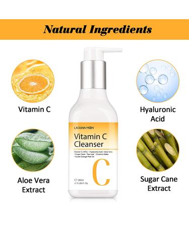 Vitamin C Facial Cleanser 200ml - Hydrating Anti-Aging Face Wash for All Skin Types - Buy Online on GoSupps.com