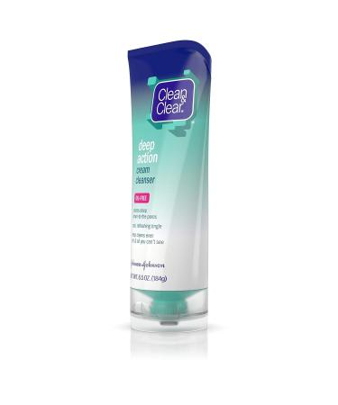 Clean & Clear Oil-Free Deep Action Cream Cleanser - Salicylic Acid Face Wash for Acne-Prone Skin | 6.5 oz - Cool Deep Pore Cleansing - Buy Online on GoSupps.com