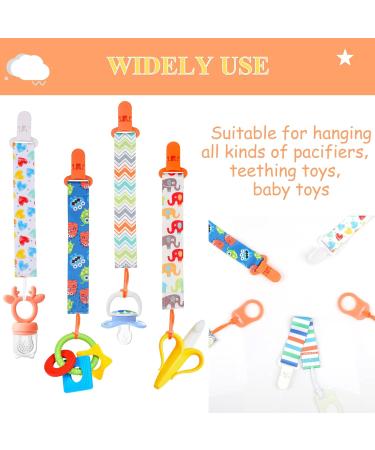 10 Pcs Boys Dummy Clips with Silicone Adapter | Baby Pacifier Holder Straps for Teething Toys - Orange - Buy Online on GoSupps.com