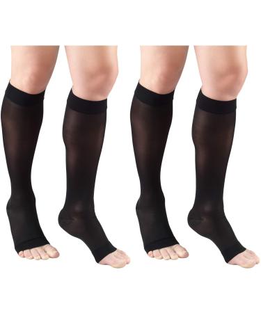 Truform Compression 15-20 mmHg Sheer Knee High Stocking Black Medium 2 Count Medium (2 Pair) Black