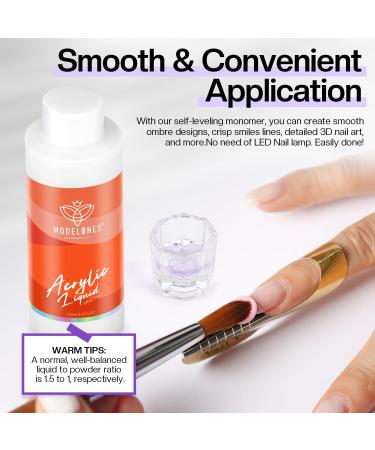 Modelones 120ml Acrylic Monomer for Acrylic Powder MMA-FREE Professional System Acrylic Nail Liquid for Acrylic Nails Extension &Carving Non-Yellowing - Buy Online on GoSupps.com
