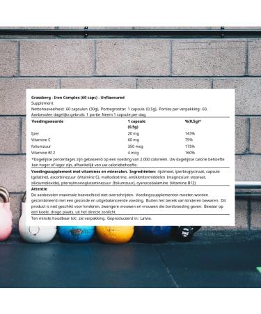 SIA GRASSBERG Grassberg Iron Complex 60 caps Unflavoured Vitamins minerals & health Minerals Unflavoured 60 caps - Buy Online on GoSupps.com