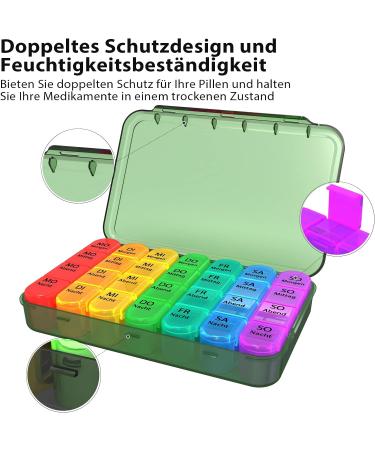 7-Day Pill Box with 4 Compartments - Large Weekly Medication Organizer (Olive Green) for Evening and Night Use | International Shipping Available - Buy Online on GoSupps.com